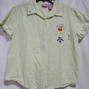 Disney Size Large Winnie the Pooh Embroidered Button Up Shirt Be Dazzled - Picture 1 of 13
