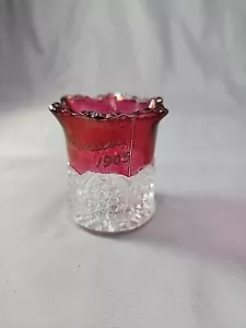 Weihnachten 1903 Karneval Souvenir Preiselbeere Glas Daumenabdruck Zahnstocher Halter - Bild 1 von 9