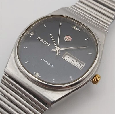 PROJECT TO FIX RADO VOYAGER SS HOODED LUGS DAY DATE EU SHIP MENS WATCH 6547 - Image 1 of 4