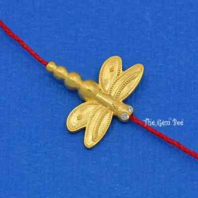 18k 纯金手工蜻蜓间隔寻找珠钻石双面 — 第 1/4 张图片