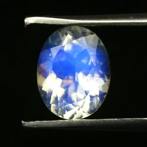 Natural Blue Fire Rainbow Moonstone 1.93 Carat 9x7 MM Oval Shape Faceted Gem - Picture 1 of 3