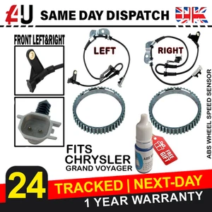 2X SENSOR DE VELOCIDAD ABS DELANTERO Y ANILLO ABS PARA CHRYSLER GRAND VOYAGER 1999-2008 - Imagen 1 de 13