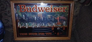 Vintage 80's Budweiser Beer Clock Mirror Clydesdales 19"x13" This Bud's for you - Picture 1 of 12