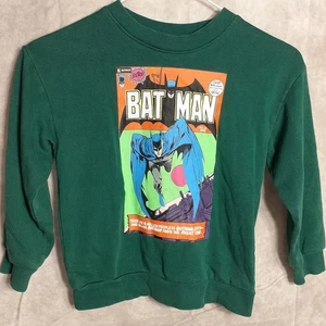 H & M DC Batman Sweatshirt Little Kids Size 5/6T Green Long-sleeve - Picture 1 of 5