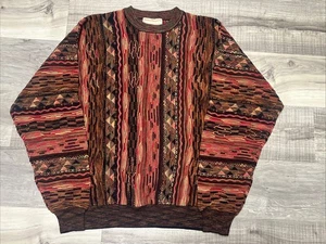 Vintage Norm Thompson Pullover Sweater Men’s XXL Tundra 3D Knit Coogi Style - Picture 1 of 8