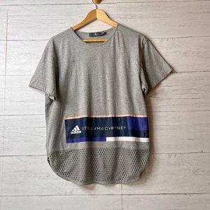 Adidas X Stella McCartney Shirt Womens Size Medium Gray Graphic Mesh Hem - Picture 1 of 15