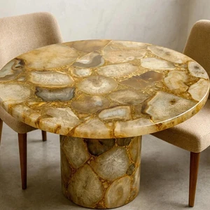 36" Gemstone Coffee Table – Handmade Luxury Stone Tabletop for Living Room Décor - Picture 1 of 8