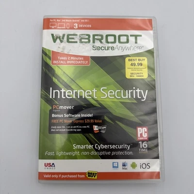 Webroot SecureAnywhere Internet Security – Full Version for Windows & Mac – 3 De - Image 1 of 4