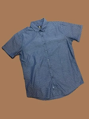 Cambray ajustado manga corta con botones para hombre - talla grande Foto 1 de 3