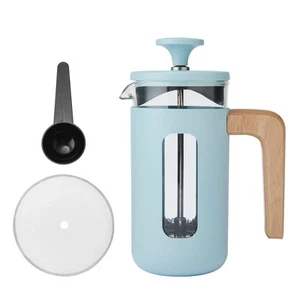 La Cafetiere 'Pisa' 3 Cup Cafetiere, Sky Blue with Wooden Handle 350ml - Picture 1 of 12