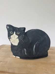 Vintage 1980s Lesley Holmes Black Cat Tea Cosy - Picture 1 of 5