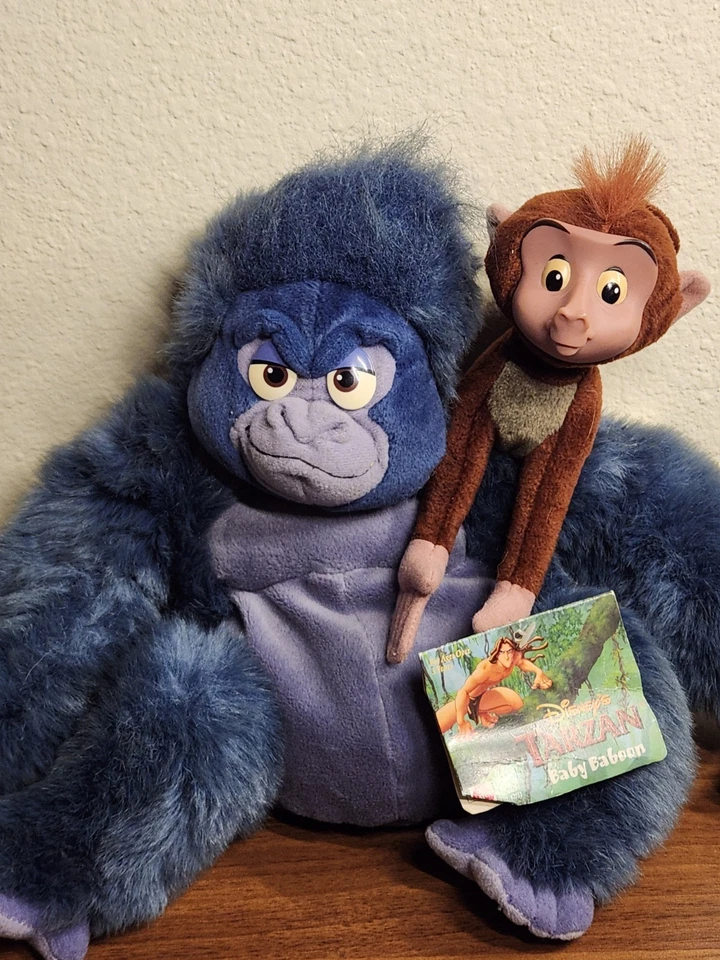 Lote de Peluche Disney Tarzán 1999 Terk Gorila Applause & Baby Baboon Mattel De Colección Foto 1 de 4