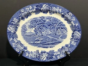 Enoch Woods English Scenery Blue 12” Platter “Woods Ware" Wood & Son's China - Picture 1 of 5