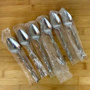 Lifetime Cutlery Bamboo Style Teaspoons Set Of 6 Stainless Steel Flatware Japan - Picture 1 of 6
