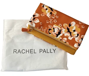 RACHEL PALLY~Orange Floral Folded Reversible Zip Clutch Bag~New w/ Dust Bag~ - Picture 1 of 4