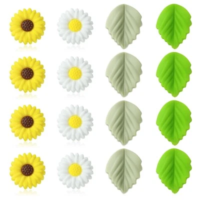 20x Food Grade Silicone Leaf Daisy Flower Focal Chewing Beads for Jewelry Making - Image 1 of 4