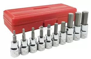 10pc Drop Forged SAE 3/8" & 1/2" Drive Hex Key Allen Head Socket Bit Set CR-V - Picture 1 of 5