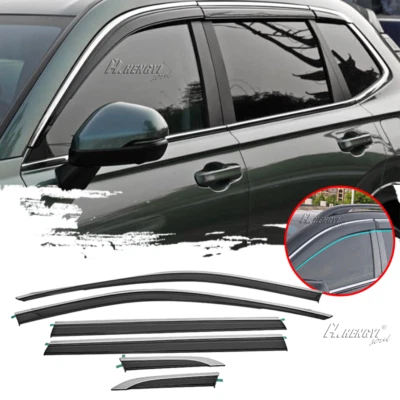 SE ADAPTA A 2023-2024 HONDA CRV CR-V CINTA TINTADA HUMO VISERA VENTANA CON MOLDURA CROMADA Foto 1 de 4