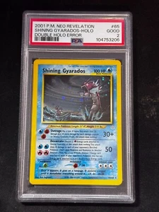 2001 NEO REVELATION DOUBLE HOLO ERROR SHINING GYARADOS PSA 2 SWIRL! ๐ - Picture 1 of 3