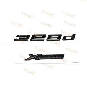 For 3 Series Gloss Black Emblem 328d + XDrive Number Letters Rear Trunk Badge - Bild 1 von 5