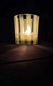 Windlicht Glas neuwertig Klarglas mit gefrosteten Streifen Teelicht Votivkerze - Bild 1 von 10