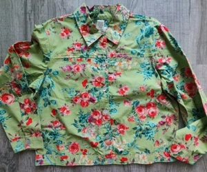 Vtg Coldwater Creek Rose Garden Jacket PL Green Roses Floral - Picture 1 of 11