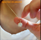 2.00 Ct Round Cut Simulated Diamond Halo Pendant Necklace 14K Yellow Gold Plated
