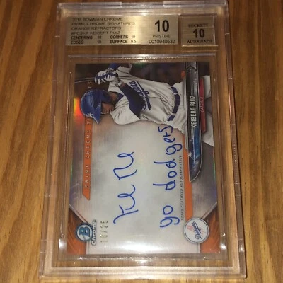2018 Bowman Chrome Inscription Keibert Ruiz AUTO ORANGE REFRACTOR /25 BGS 10 - Image 1 of 4