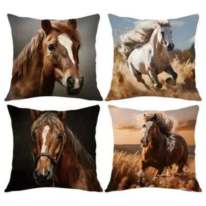 4PC Set Horse Throw Pillow Cushion Cover Decorative Couch Pillows Case 18" x 18" - Picture 1 of 7
