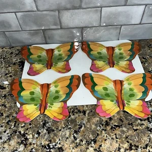 Melamine Set of 4 Butterfly Shaped Plates 9 1/2" x 7 " - Picture 1 of 4