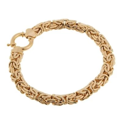 8" Domed Classic Byzantine Bracelet with Senora Lock Real 14K Yellow Gold QVC  - Image 1 of 3