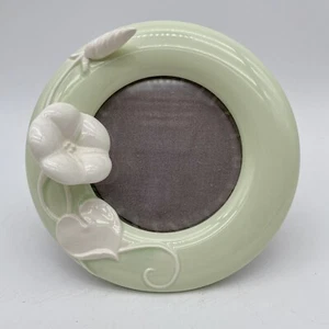 Vintage 3D Fitz & Floyd Porcelain Picture Frame Flowers Heart Mint Green - Picture 1 of 11