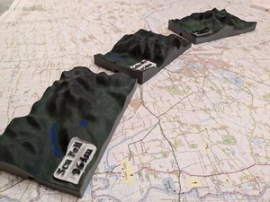 Hand Painted Mountain Model - 3D Printed Terrain - Three Peaks Painted Models - Picture 1 of 19