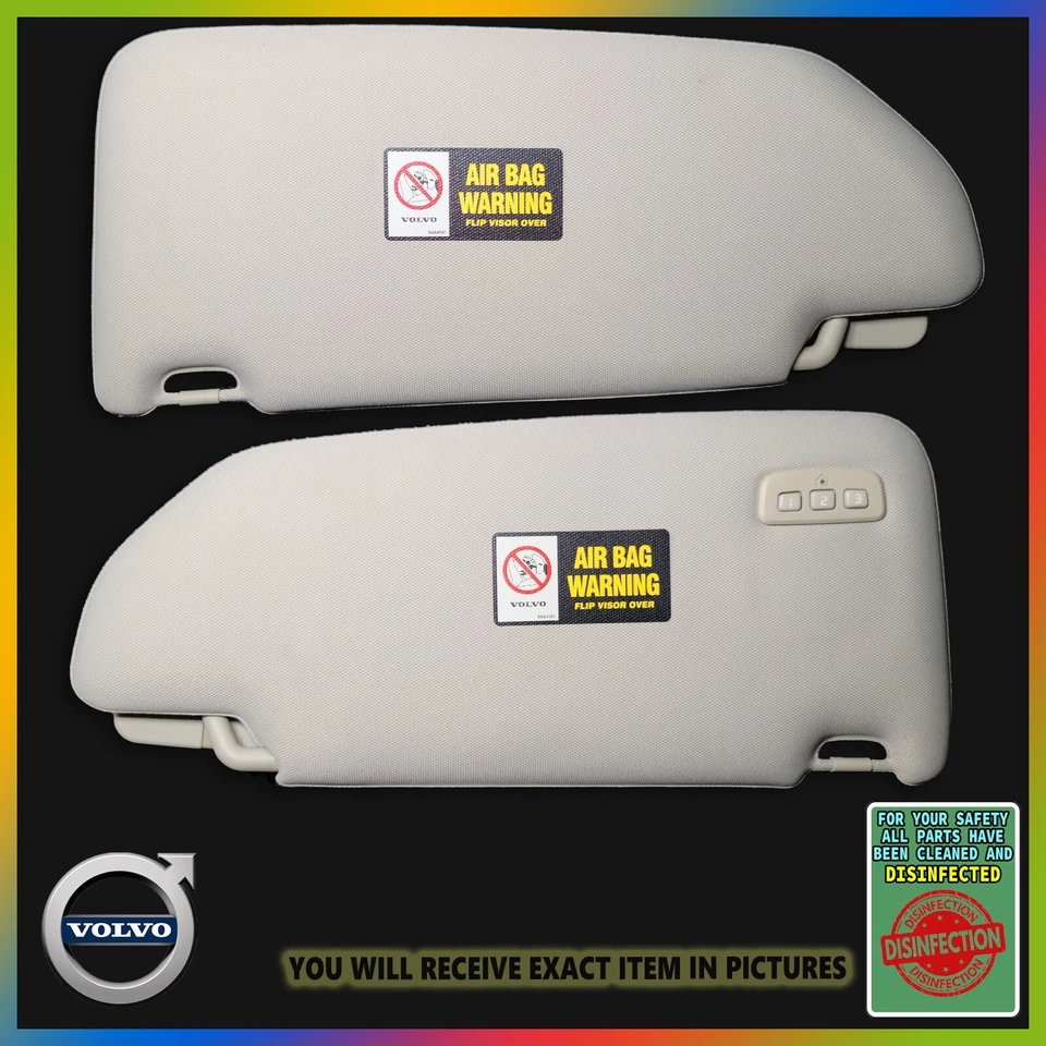 2003 - 2006 Volvo XC90 Right BEIGE Cloth Homelink Sun Visor DRIVER W/ Lights - Image 1 of 4