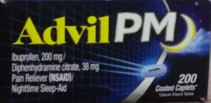 ADVIL PM Pain Reliever & Night Time Sleep Ibuprofen & Diphenhydramine 200ct - Picture 1 of 5