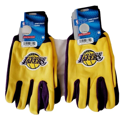 2 Pairs of Los Angeles Lakers Yellow & Purple NBA Basketball Utility Gloves Cover