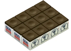 One Dozen 12 BROWN Silver Cup Pool Cue Stick Chalk Cubes - SHIPS SAME/NEXT DAY! - Picture 1 of 3