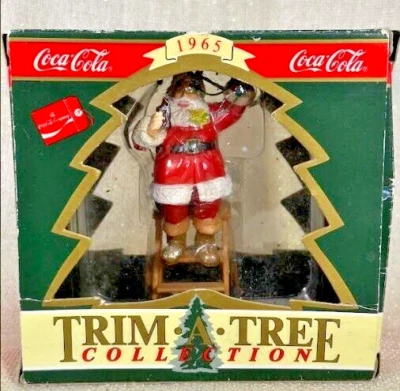 Trim A Tree Coca Cola Nostalgic 1965 Santa Claus & Tree Christmas Ornament  - Image 1 of 4