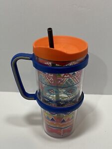 Tervis Bundle: 24 oz Mug Southwest + Orange Lid + Blue & Grey Removable Handle