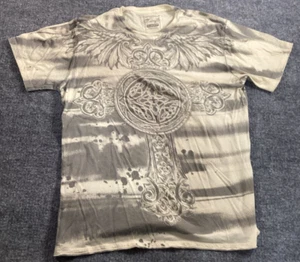 Retrofit Shirt Mens Medium Cross Pale Yellow Gray Tee Stretch Short Sleeve - Picture 1 of 5