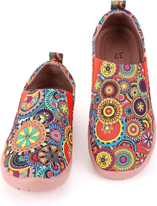Women'S Art Painted Casual Loafers Slip on Canvas Walking Shoes Comfortable Ligh - Picture 1 of 12