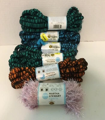 Lion Brand Mambo Yarn Super Bulky And Glitter Eyelash Martha Stewart Mix Lot - Image 1 of 4