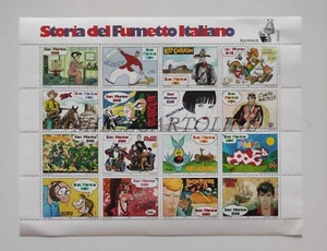 STORIA DEL FUMETTO ITALIANO - Foglio con 16 Francobolli San Marino 800 Rommie - Picture 1 of 2