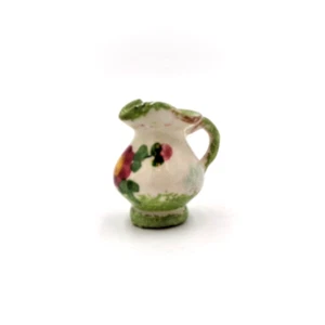 Jarra floral de cerámica artística en miniatura pintada a mano vintage para casa de muñecas de 1" de alto - Imagen 1 de 4