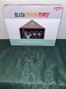 NEW 2022 BLACK PAPER PARTY BLOCK MODERN AFRICAN AMERICAN 7PC NATIVITY SET - Picture 1 of 6
