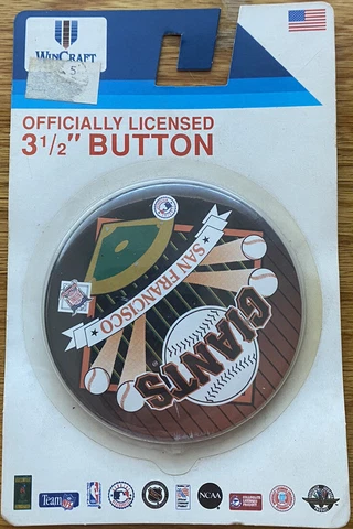 NEW Vintage MLB WinCraft 3 1/2” Button San Francisco Giants Baseball 4 Balls NIP Cover