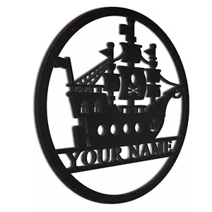 Personalisiertes Piratenschiffsschild | Türhänger | Familiennamenschild | Geschenk für Boote - Bild 1 von 16