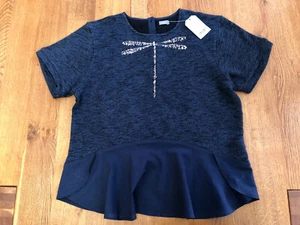 NEXT Girls Navy Blue Jersey Dragonfly Sequinned Top - BNWT - 15 years - Picture 1 of 5