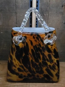 Borsa vintage stile Murano cristallo soffiato a mano leopardata/tartaruga - Foto 1 di 7