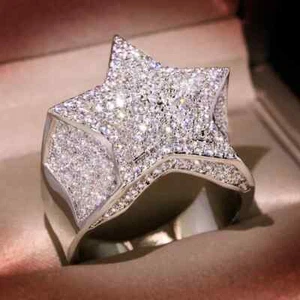 Gorgeous Hip-Hop Style Ring With Brilliant 2.11CT Round Cut White Sapphire Ring - Picture 1 of 6